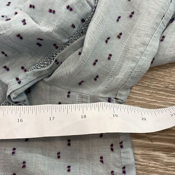 Zara blue textured Swiss dot mesh long sleeve ruffle blouse top M in Pastel Blue - Picture 7 of 8